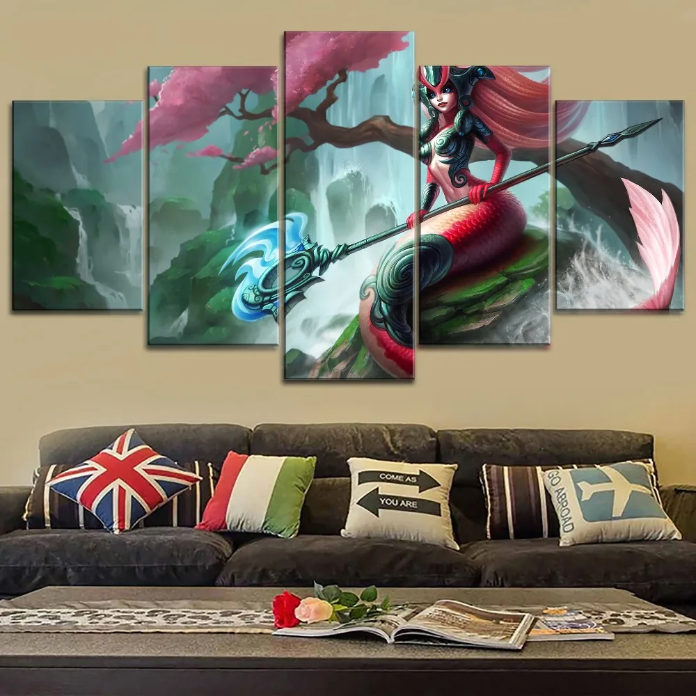 5-Piece-Game-League-of-Legends-Nami-Poster-Modern-Canvas-Printing-Type-Style-Home-Decorative-Wall
