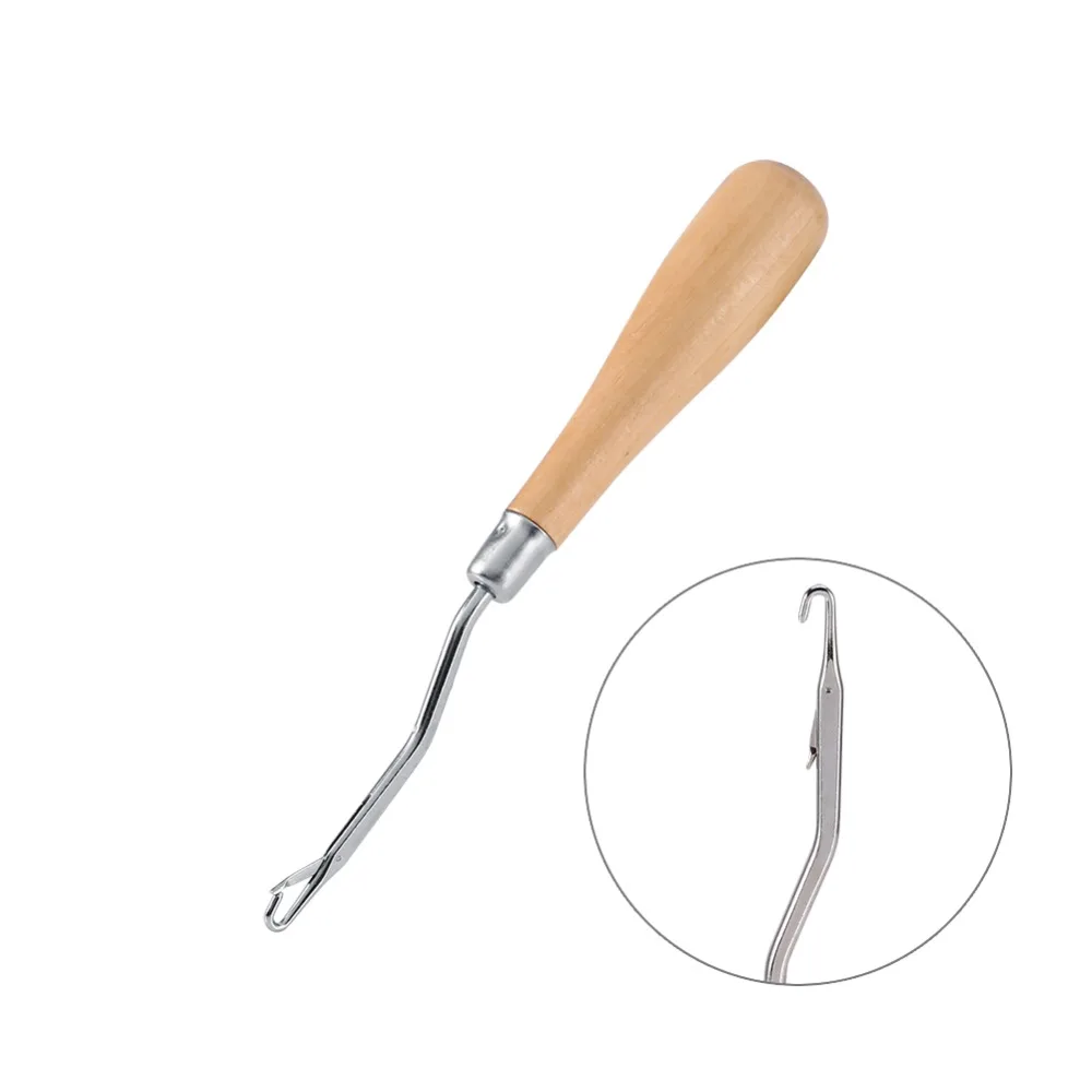 

Wooden Handled Crochet Needle Latch Hook Puller Tool For Canvas Rug Hooking Equipment Repair Craft Tools Accessories 1PC