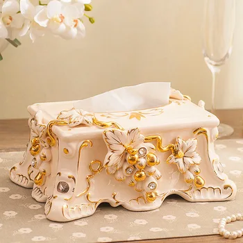 

Famous European style retro garden lovely, simple ceramic grapes, paper towel cylinder, paper towel box, carton