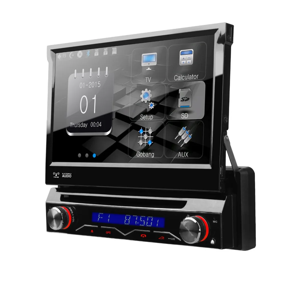 7 Motorized Detachable HD Touch Screen Single Din font b Car b font Radio One Din