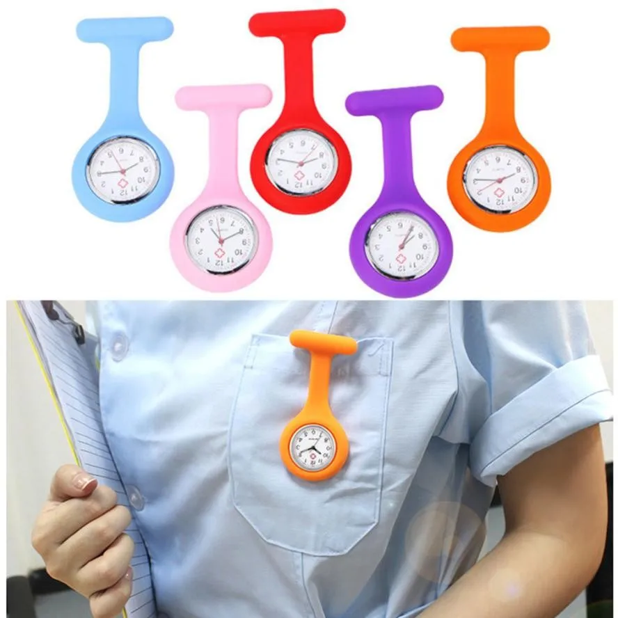 

Silicone Nurse Watch Brooch Tunic Watch With Free Battery Doctor Medical clock relogio feminino montre femme reloj mujer Horloge