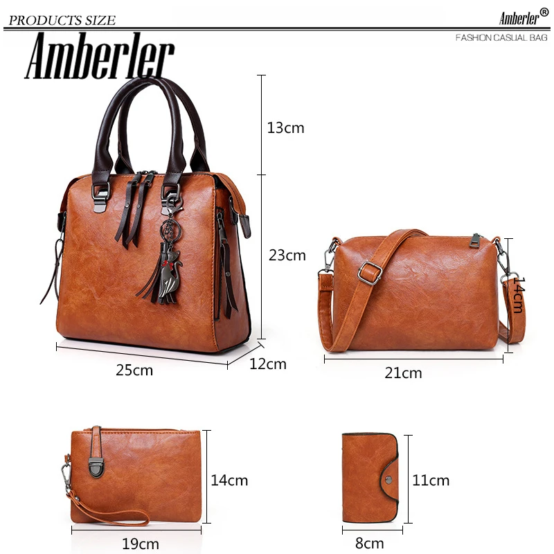 Amberler женские Сумки из искусственной кожи сумки через плечо большой Ёмкость на