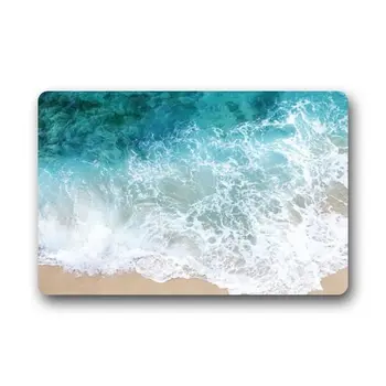 

Heymats Novelty Design Custom Beach Shore Wave Sea Water Doormat Machine-washable Floor/Bath Decor Mats Rug