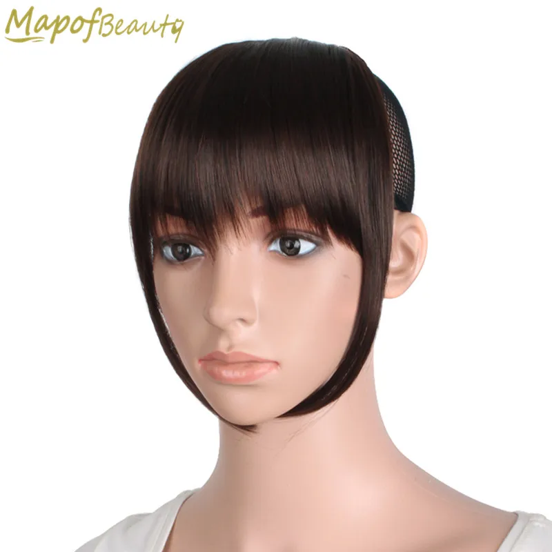 Mapofbeauty 7 Short Front Blunt Bangs Clip In Synthetic Hair