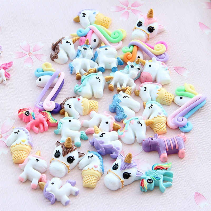 

30/60/100 Pieces Slime Charms With Colorful Uni cornm Resin Flatback of Slime Beads for Ornament Scrapbook DIY Crafts