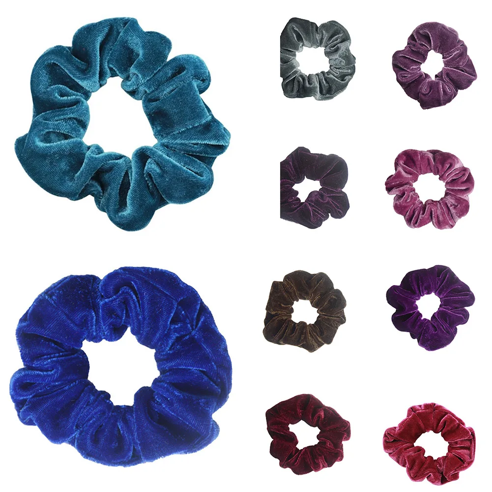 

1PC Women Hair Scrunchie Ring Velvet Elastic Hair Bands Pure Color Bobble Dance Velour soft Scrunchies Hairband Hair Accessories