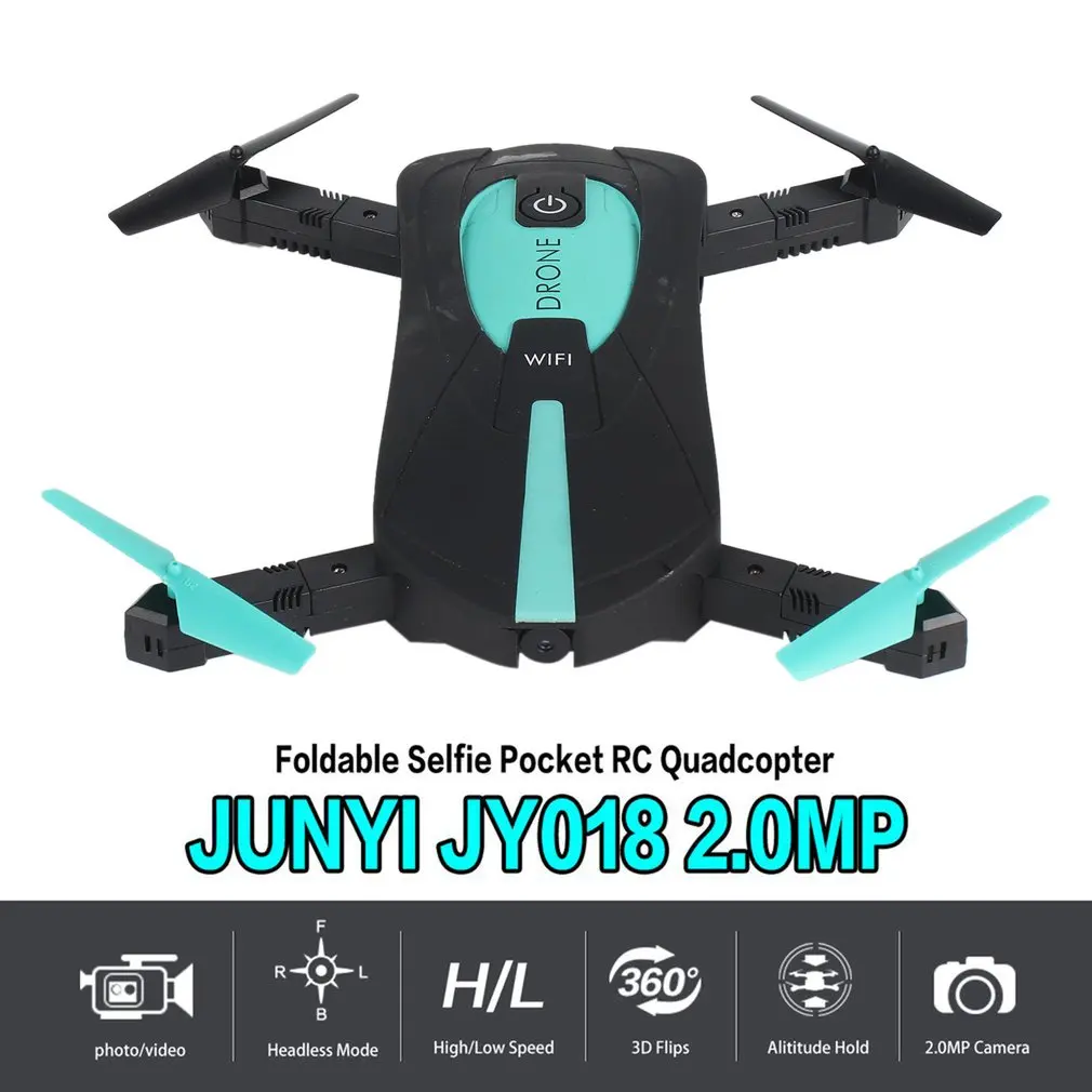 

JUN YI JY018 RC Drone with 2.0MP Camera TOYS Foldable Selfie Pocket RC Drone 2.4GHz 6-Axis Gyro Wifi FPV G-Sensor Altitude Hold