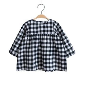 

Classic Girls Dress Kids Cotton Long Sleeve Plaid Casual Dress for Baby Girl Tops Blouse Dresses Autumn Children's Clothing