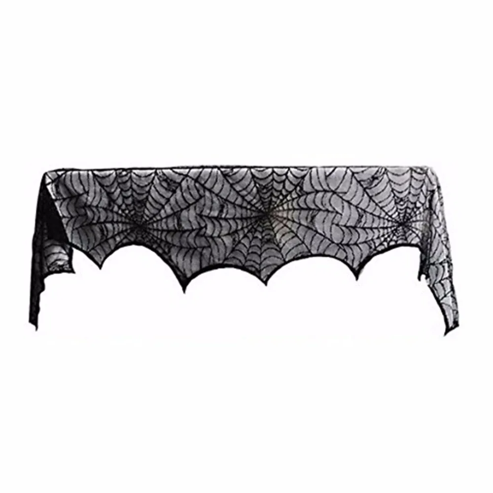 

Large Size Special Black Lace Mantel Scarf Halloween Party Horror Home Decoration Mantel Door Window Scarf Cover