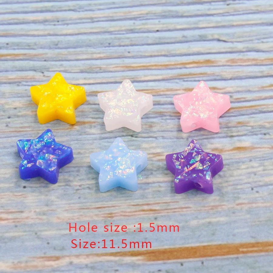 Fnixtar Synthetic David Star Opal Charm Many Colors Fire Opal Hexagon Bead DIYJewelry For Necklace 1.5mm Hole 20Piece/lot