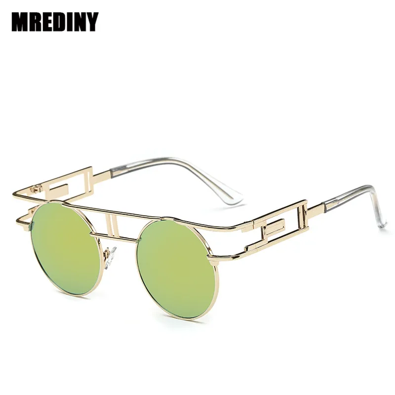 

MREDINY Steampunk Gothic Sunglasses Women Brand Designer Sun glasses Retro Vintage Rose Gold Female Glasses Top Quality UV400