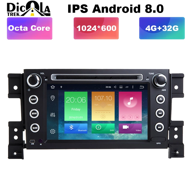 

7" 4G+32G 2 din android 8.0 car dvd for sukuzi grand vitara multimedia car radio stereo gps with steering wheel support DVR DAB+