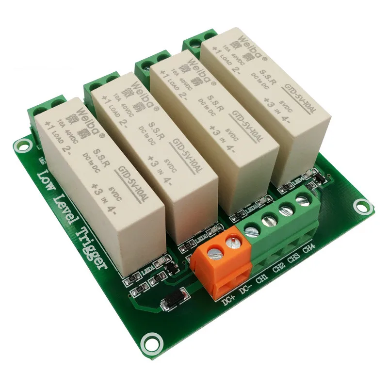 

4 channel low-level trigger solid-state relay module 10A high current control DC solid state relay FOR PLC automation equipment