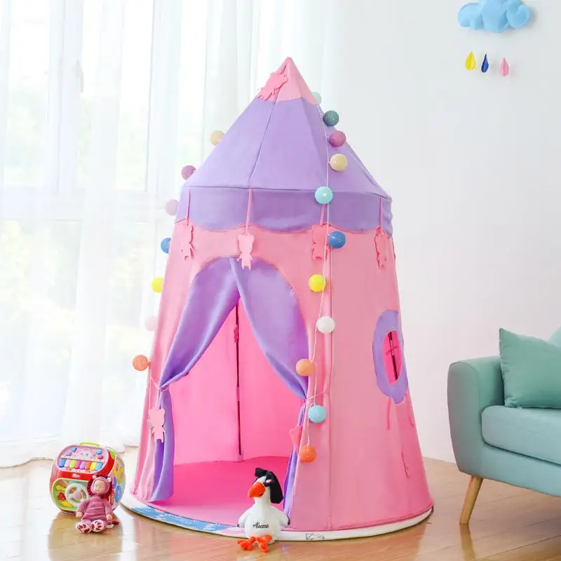 Akitoo детская палатка для помещений для девочек, игровой домик для мальчиков, игрушечный домик для принцессы, детская комната, замок для дома, Детская Юрта, подарки - Цвет: Розовый