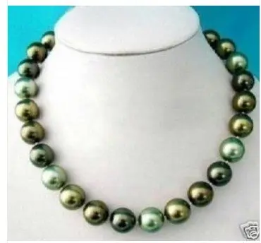 

FREE SHIPPING>>>@@ Beautiful 12mm Black & Grey shell Pearl Necklace 18