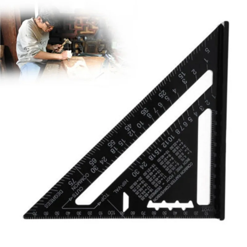 

7/12 Inch Precise Aluminum Alloy Metric Triangle Ruler Squares For Woodworking Speed Square Angle Protractor Measuring Tools
