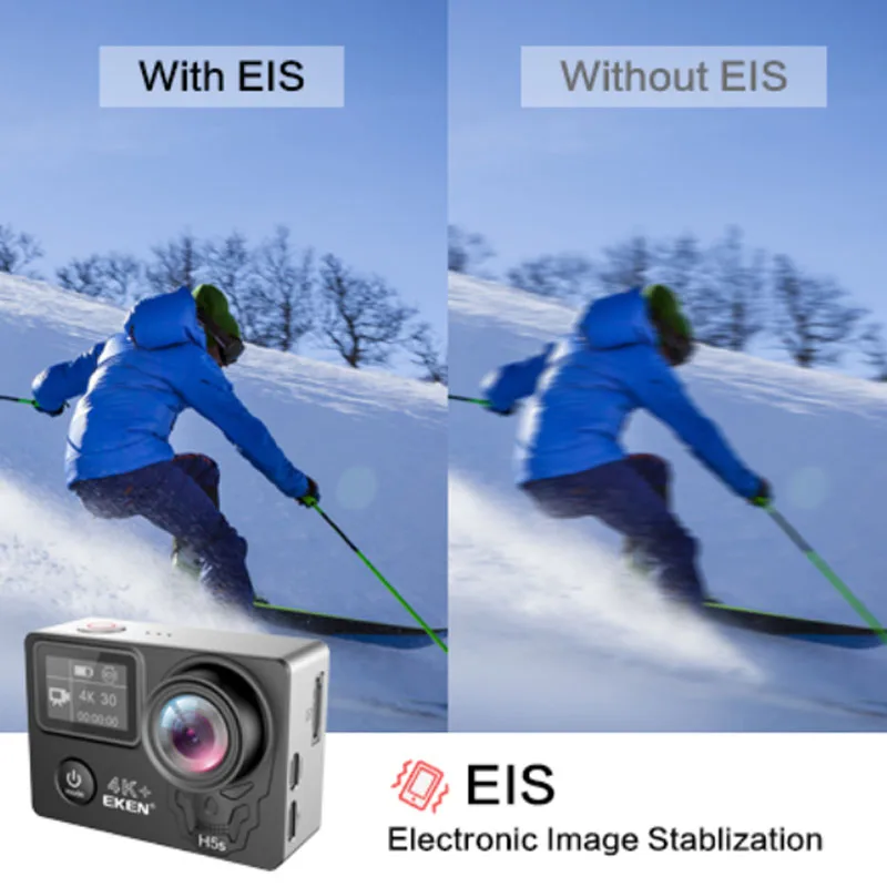 Экшен камера EKEN H5S Plus Ultra HD с сенсорным экраном Ambarella A12 EIS 4 k/30fps 720 p/200fps 30M