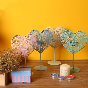 

1pc heart shape candle holder tealight metal holder column holder home decoration wedding party decoration birthday gift