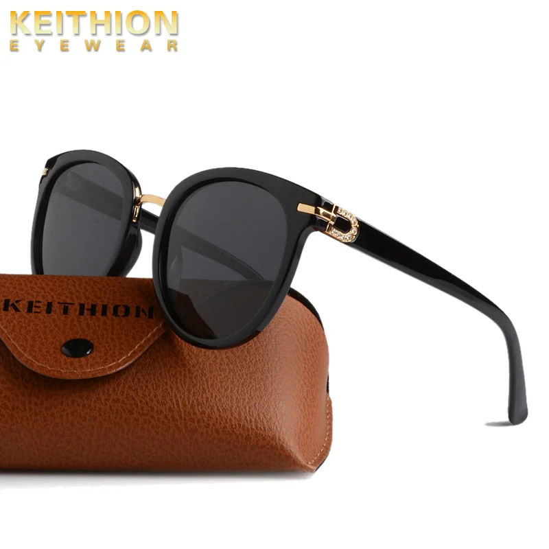 KEITHION Fashion Polarized Sunglasses Women Transparent Frame Cat Eye Sun Glasses Vintage Retro Oculos Ladies UV400
