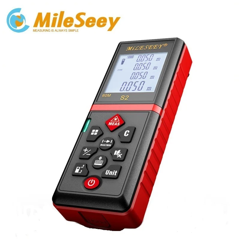 Laser Distance Meter NEW S2 40m Rangefinder And Measuring Tool And Power Button With Clip