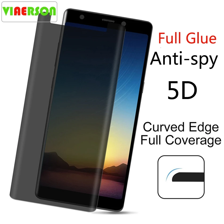 

VIAERSON Full Glue 5D Anti-spy Tempered Glass Protector For Samsung Galaxy S8 S8Plus S9 S9Plus Note8 Reduced version Screen Film