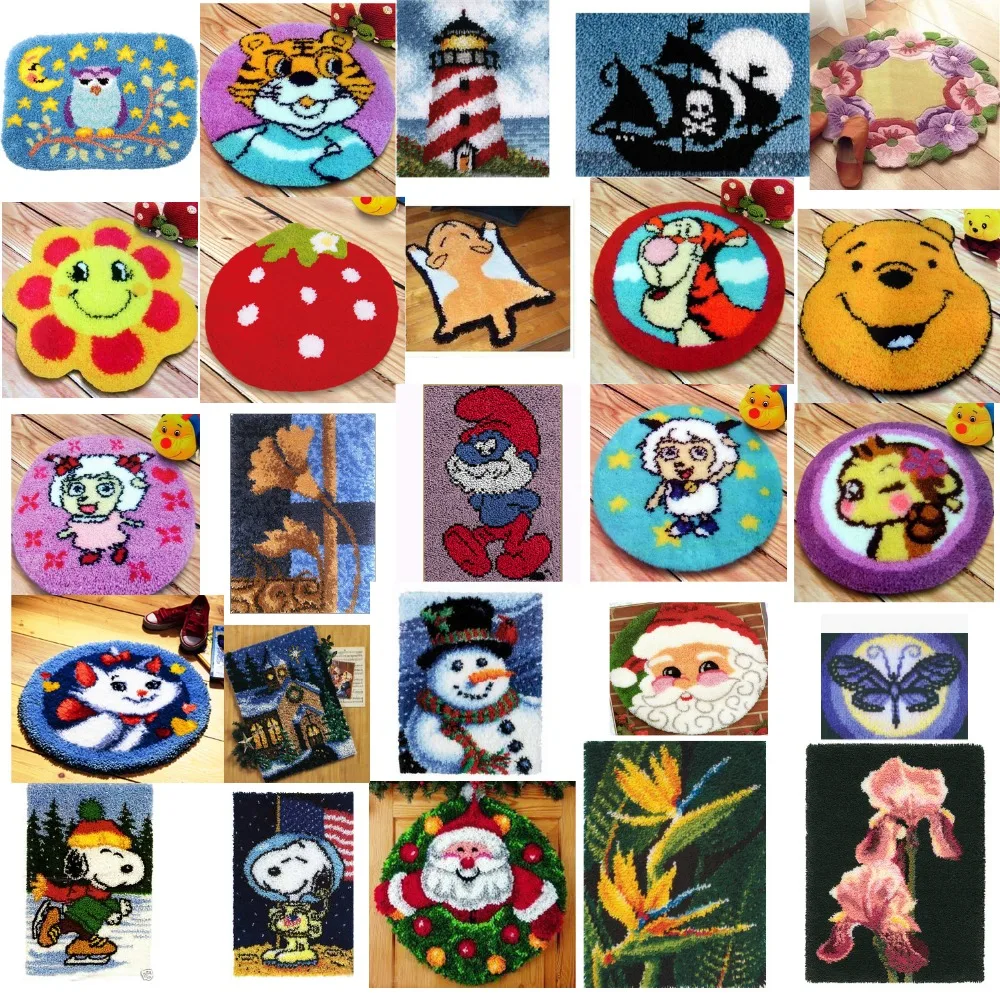 

DIY Needlework Kit Acrylic Yarn Embroidery Pillow latch hook Canvas Cushion Front Cross Stitch Pillowcase cartoon001 style