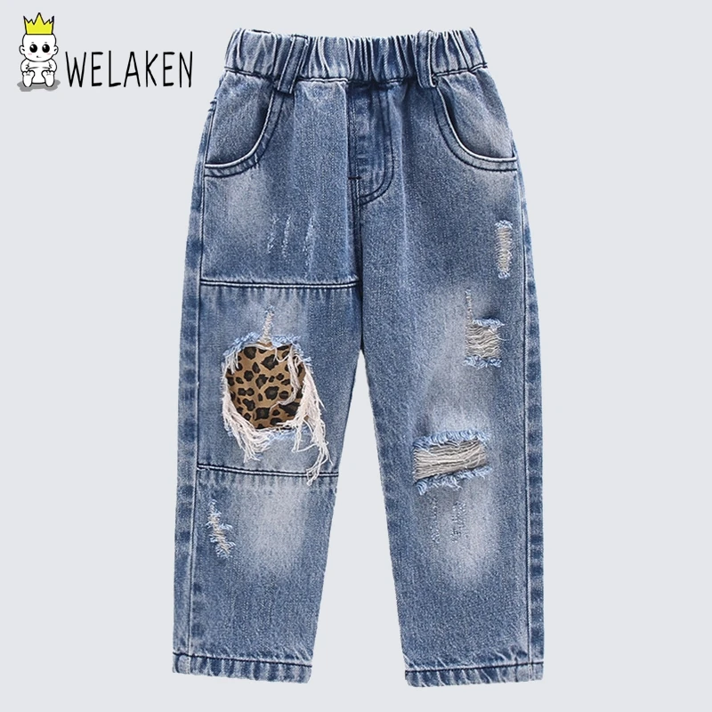 

weLaken New Arrival Fashion Kids Girls Denim Jeans 2019 Personality Jeans Soft Daily Wear Hot Sale Children's Jeans Clothing