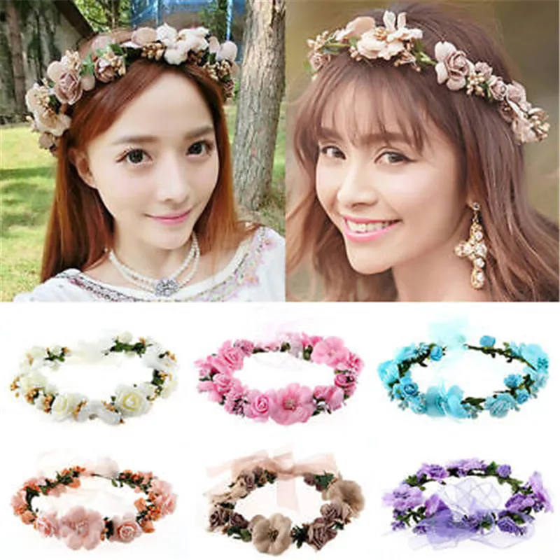 

Korean Fashion Women Crown Flower Headband Wedding Bridal BOHO Hair Accessories Beautiful wreath decorate your beautiful face