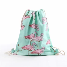 15PCS / LOT Printed Flowers Drawstring Bag Girls Canvas Cute School Bags Hang Sack Beach Travel Shopping Backpack