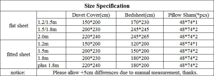 SIZE INFO