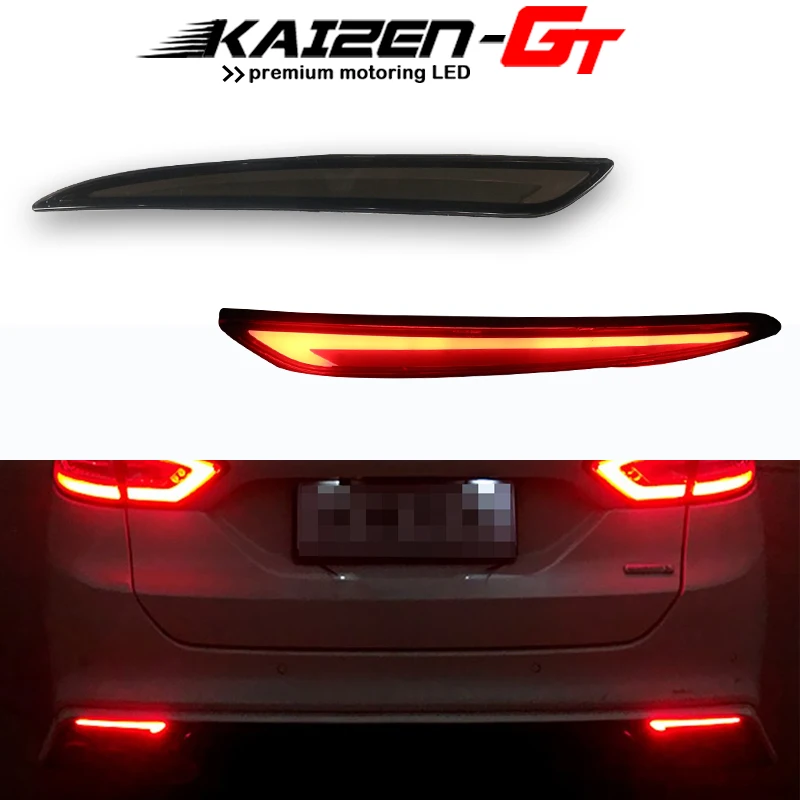 3D Optic Red LED Rear Bumper Reflector Turn Signal Brake Tail Lights Lamps for 2013 2014 2015 2016 2017 2018 Ford Fusion Mondeo 2 Pack 