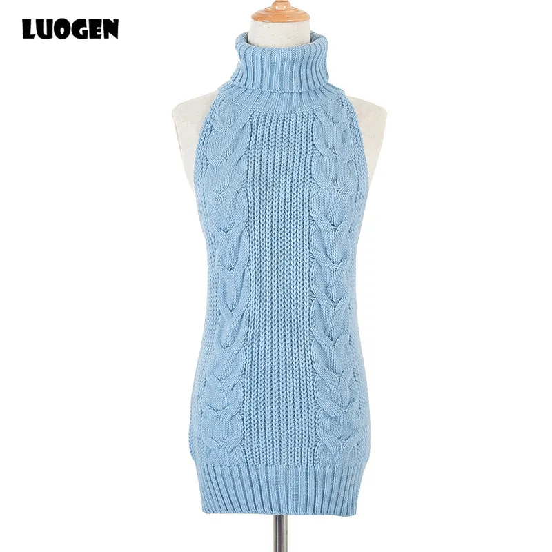 2018 Fall Turtleneck Sweater Sexy Backless Women Sweaters and Pullovers Japanese Cosplay Virgin Killer Knitted Sweater Knitwear