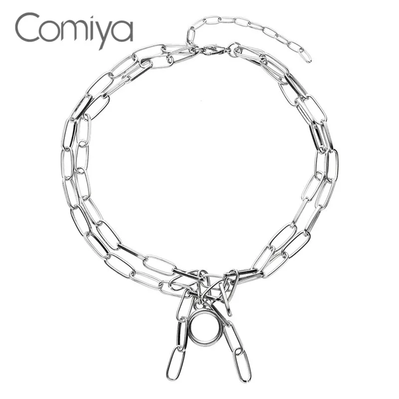Comiya модное ожерелье s цинковый сплав двухслойные звенья индийские ювелирные цепи длинные женские круги эффектное ожерелье для женщин