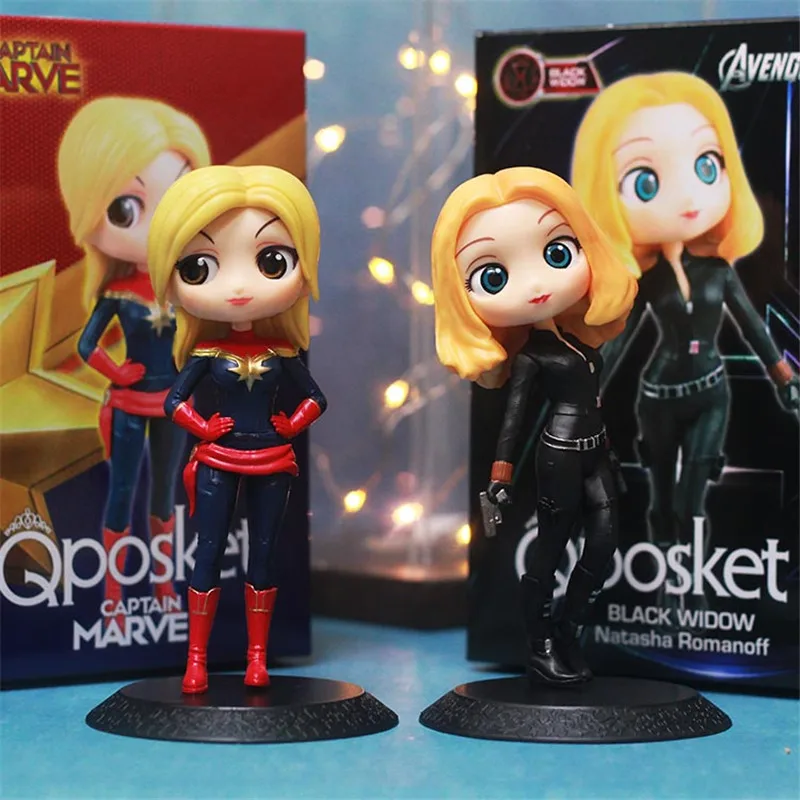 Q Posket Captain Marvel action figure Black Widow Natasha Romanoff  PVC Collectible Model Toy Avengers juguetes figure anime
