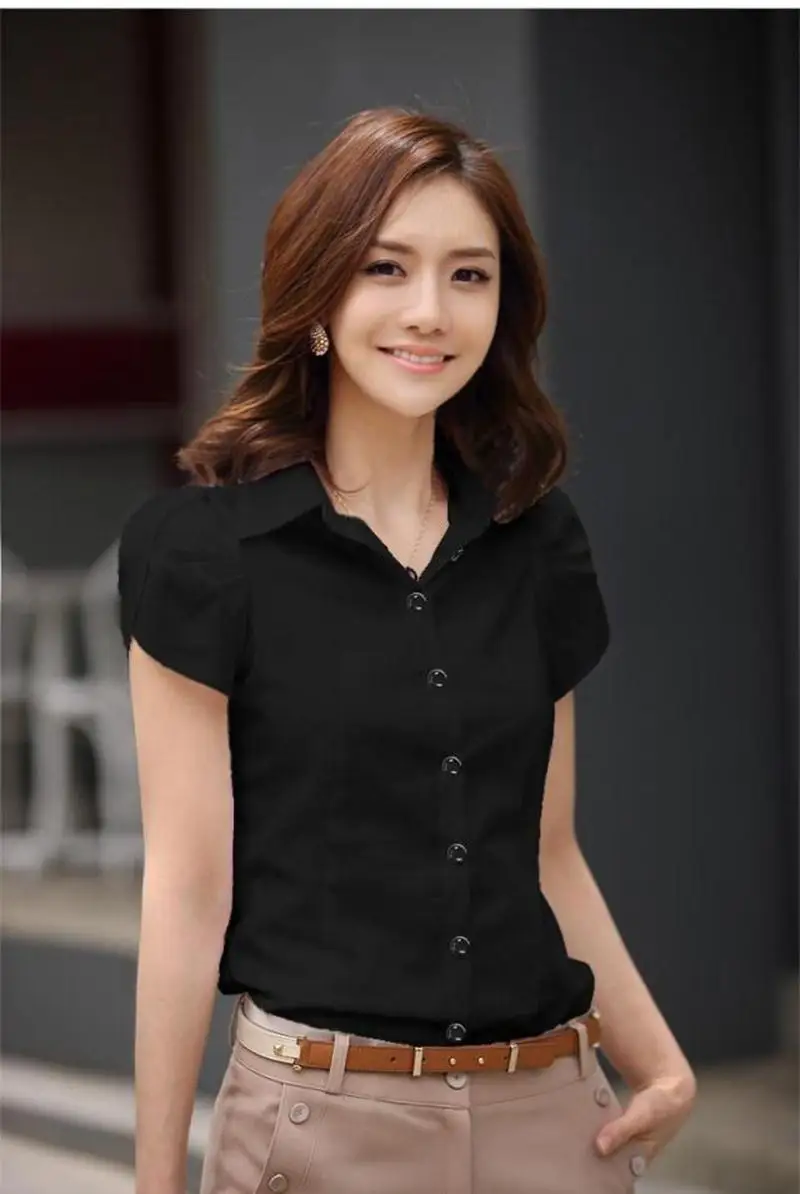 Fashion Women Short Sleeve Chiffon Shirt Turn-Down Collar Casual Female Tops Women Blouse Plus Size 5XL Shirt White Blouse