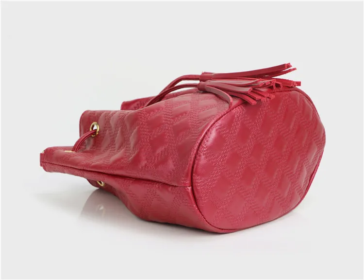 Micom Fashion Leather Drawstring Bucket Bag Women Vintage Tassel Messenger Ladies Handbags Crossbody Thread Shoulder Bags bao (6)