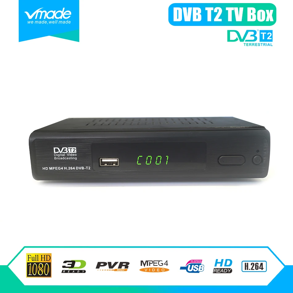 

Vmade full HD 1080P DVB T2 M2 digital Terrestrial signal Receiver MPEG-2/4 H.264 Support YouTube Set Top Box PVR TV Media Player