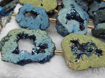 

Sale--Geniune Druzy agate,titanium quartz,Drusy 20-60mm full strand slab freeform mystic blue Assortment Jewelry bead