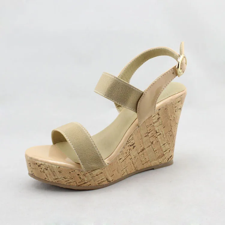 Big Size 30-43 Summer Women Pu Leather Sandals Ladies NAVY BEIGE Buckle Strap Fashion Thick Wedges Casual Platforms Shoes Woman (5)