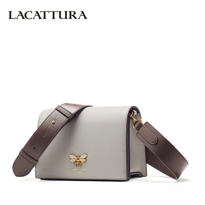 

LACATTURA 2018 New Women Shoulder Bags Designer Small Flap Handbag High Quality Split Leather Crossbody for Womens Fashion Bag