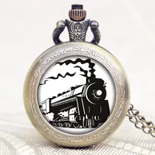 Старинные антикварные локомотив Loco поезд передние оригинальные карманные часы с цепочкой ожерелье лучший подарок для детей