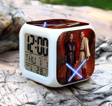 

1pcs/set Alarm Clock Colorful Stars Wars Darth Vader Stormtrooper Action Figure PVC 8cm Calendar Glowing Digital Led 25-48