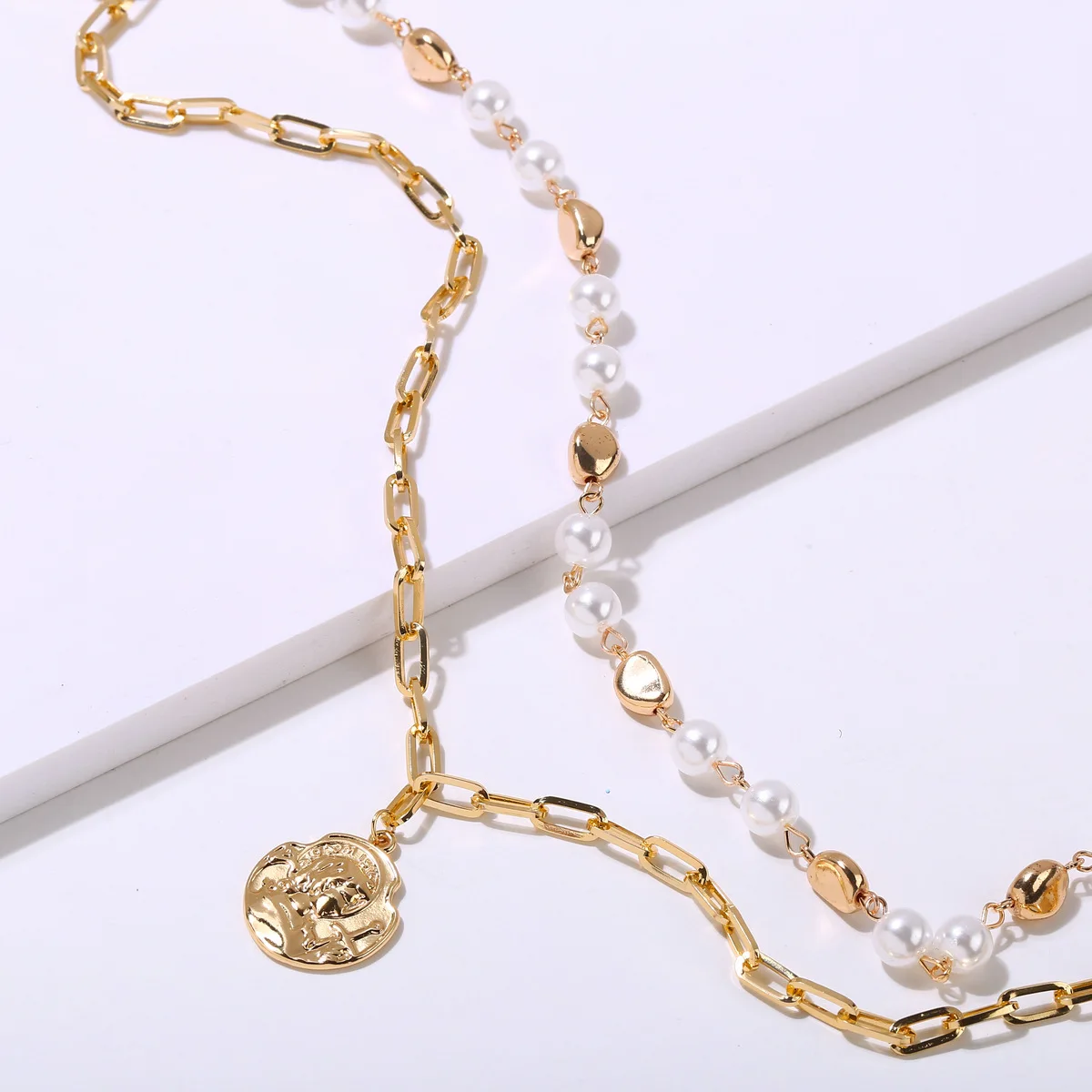 DIEZI Luxury New Design Imitation Pearl Choker Necklace Female Coin Pendant Necklaces for Women Gold Color Fashion Jewelry