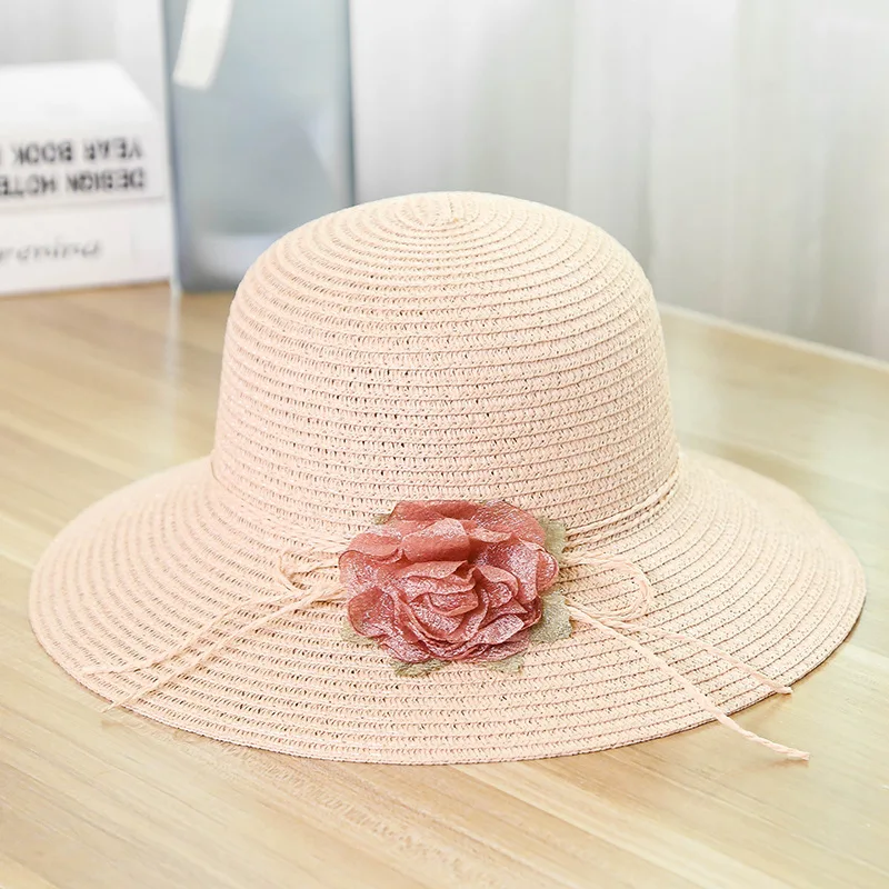 Горячая Распродажа корейские соломенные солнцезащитные шляпы для женщин Кепка анти-УФ пляж лето Гибкая шляпа для дам цветок упакованный