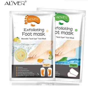 

2Pcs/Bag Aloe Vera Lemon Peeling Foot Mask Remove Dead Skin Cuticle Heel Exfoliating Pedicure Socks Foot Care Peel Mask / 200pcs