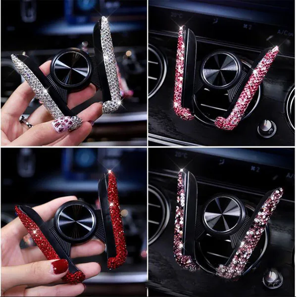 Strass de Cristal Suporte do Telefone do Carro para o Iphone Universal Smartphone Telefone Móvel Suporte Auto ar Vent Montar Titular 16 Cheap Suporte p GPS