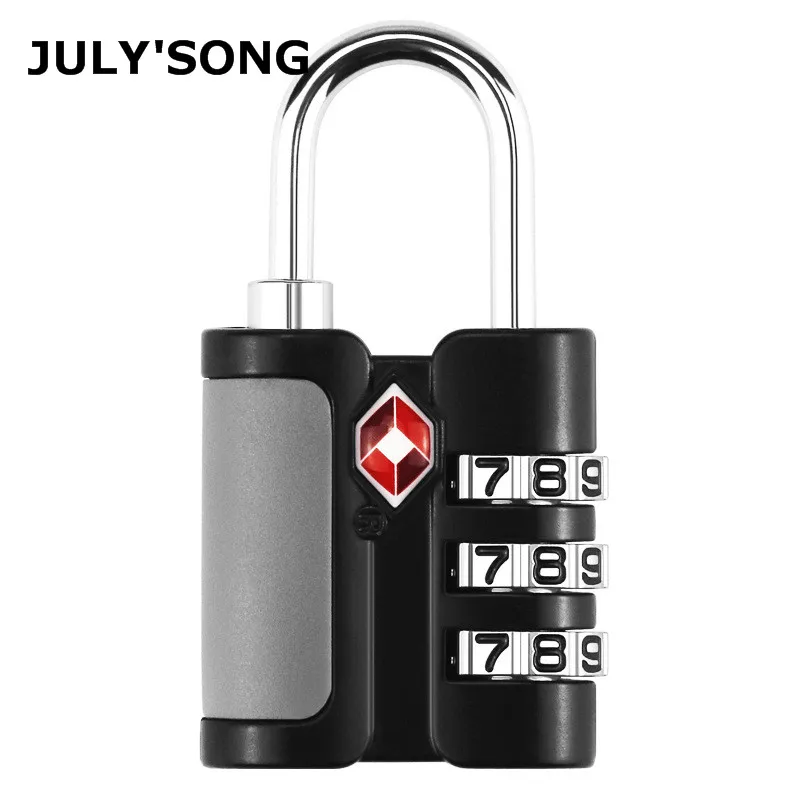 

JULY'S SONG TSA Customs Lock 3 Digit Code Combination Padlock For Travel Luggage Suitcase Solid Zinc Alloy Travel Accessories