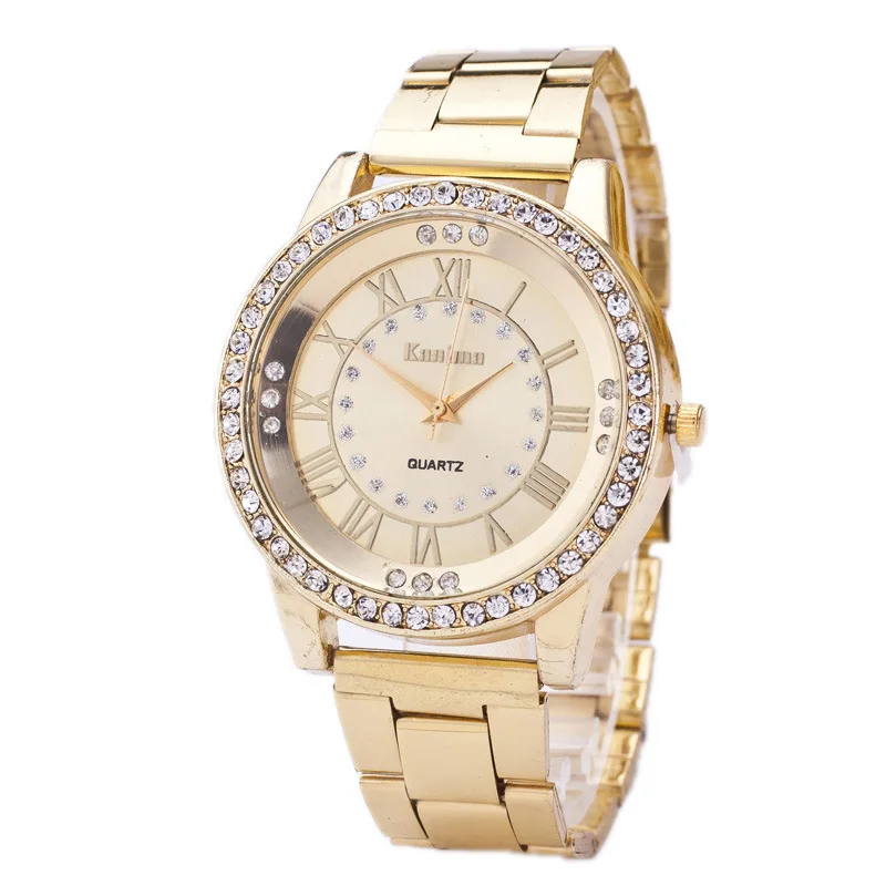 

Men Watch Women Rhinestone Casual Analog Quartz Clock Hours Ladies Dress Rose gold Wristwatches Rome digtal