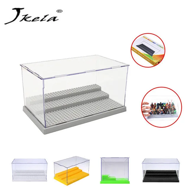 

[New] Display Case/Box Dustproof ShowCase Gray Base For Blocks Acrylic Plastic Building Block Display Box Gifts For Boys