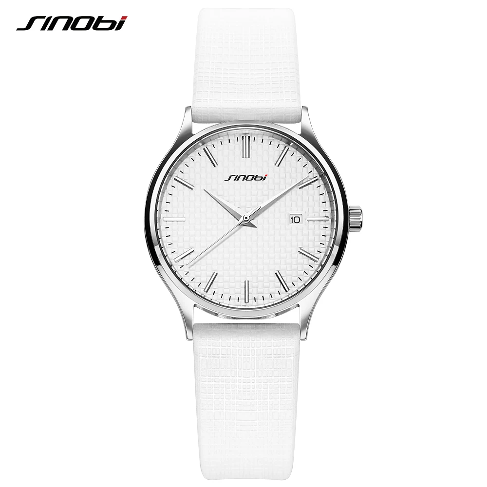 SINOBI 1206L простые идеи белая ткань текстура ремешок часы для женщин Роскошные повседневные часы женские наручные часы ювелирные часы - Цвет: 1206L01